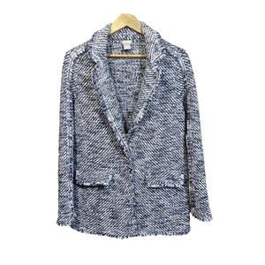 Chico's Textured Knit Blazer Jacket Stretch Purple Size 1 8 10 Career Preppy